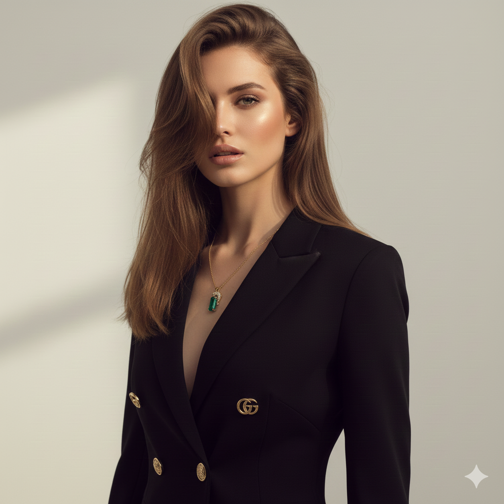 Drizzling Stars Emerald Panther Elegance Necklace