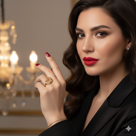 Drizzling Stars Golden Heart Hands Ring