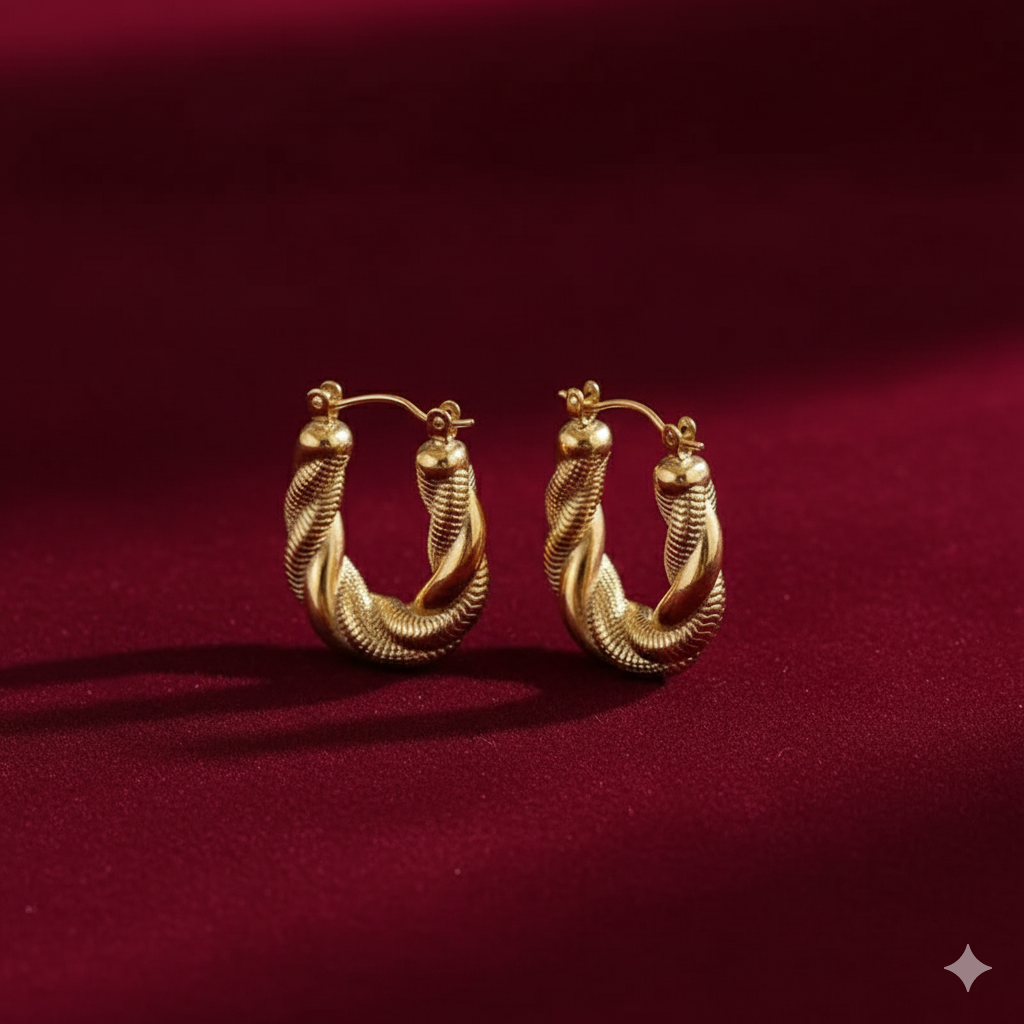 Drizzling Stars Golden Twirl Hoop Earrings