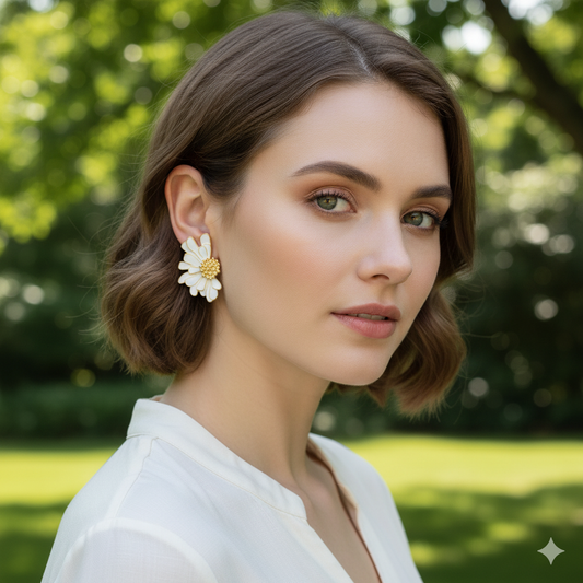 Drizzling Stars Bloom Radiance Floral Statement Earrings