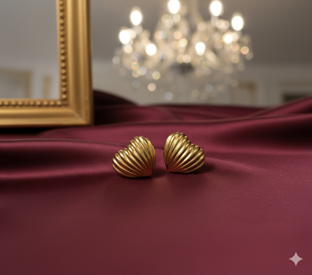 Drizzling Stars-Gilded Seashell Classic Studs