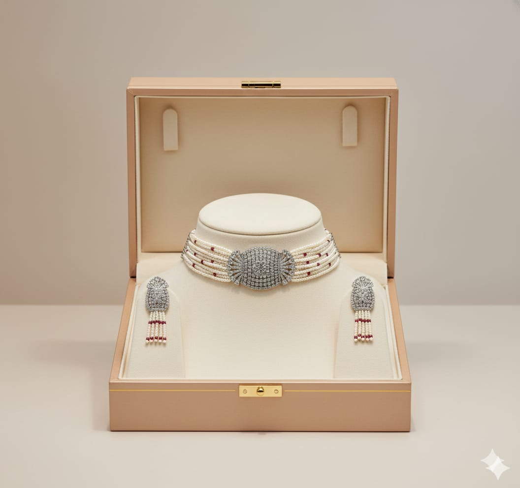 Timeless Pearl & Crystal Bridal Choker Set