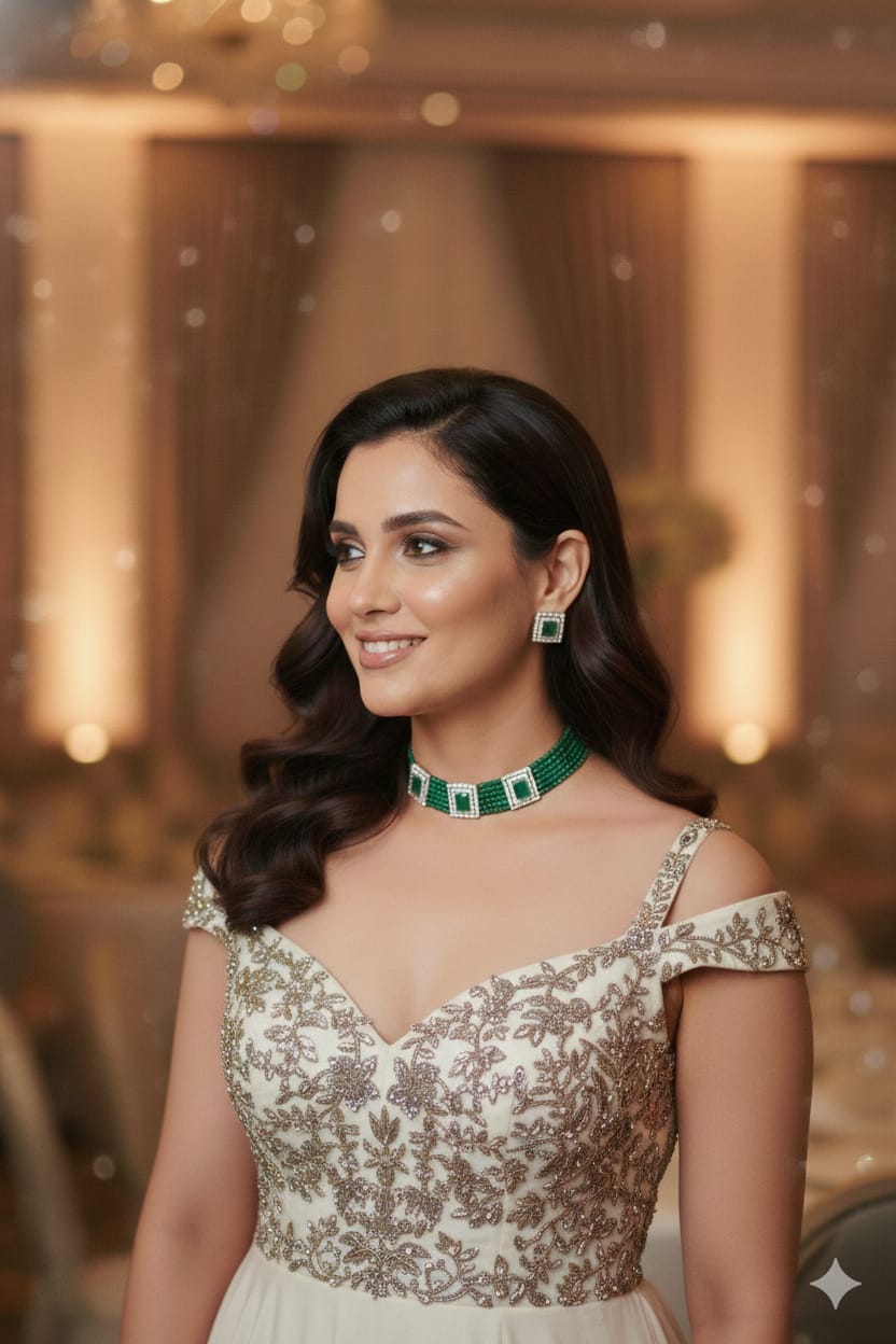 Chic Emerald Statement Choker Set