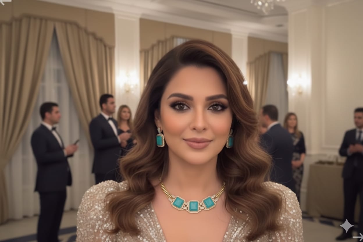 Regal Azure Emerald-Tone Statement Necklace Set DSLC 08