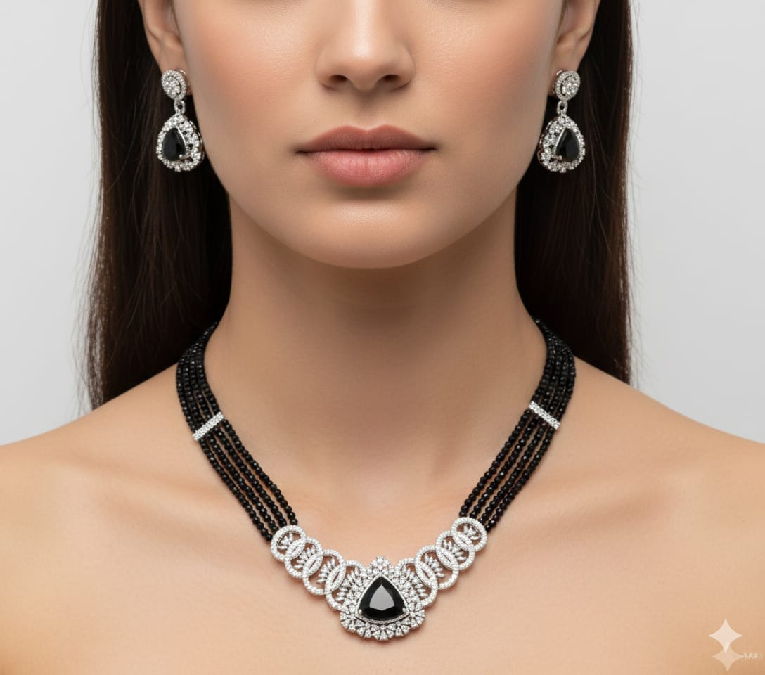 Sapphire Aura Premium Necklace & Earring Set RJ