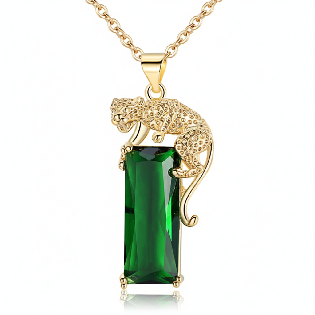 Drizzling Stars Emerald Panther Elegance Necklace