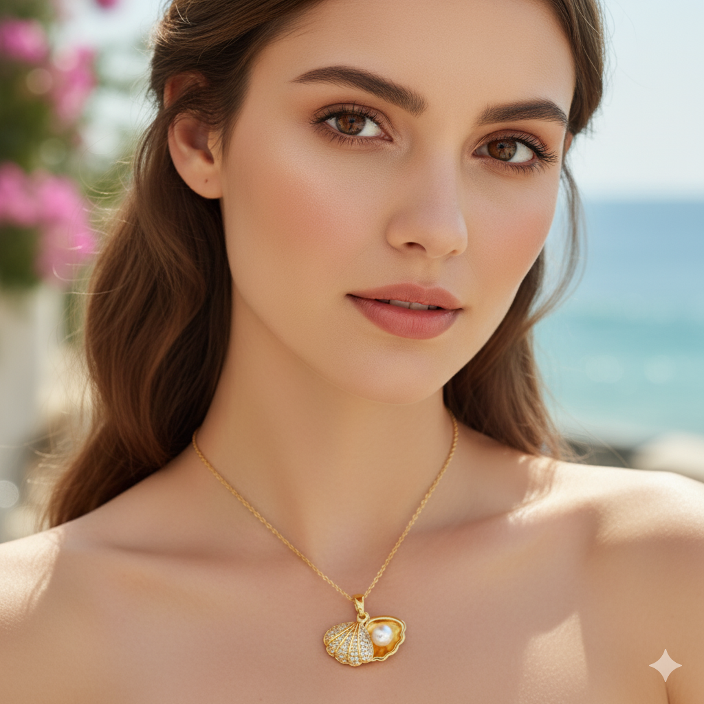 Drizzling StarsThe Golden Pearl Shell Necklace