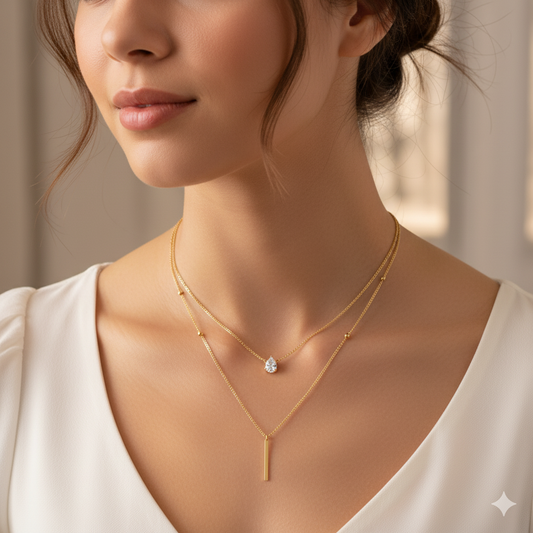 Drizzling Stars Golden Dew Layered Necklace