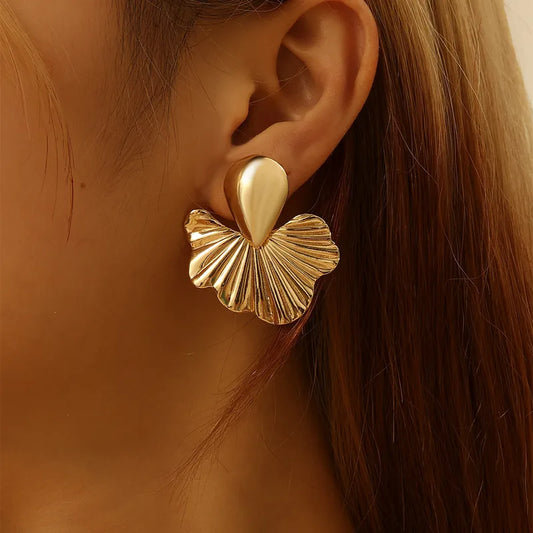 Drizzling Stars Golden Bloom Statement Earrings