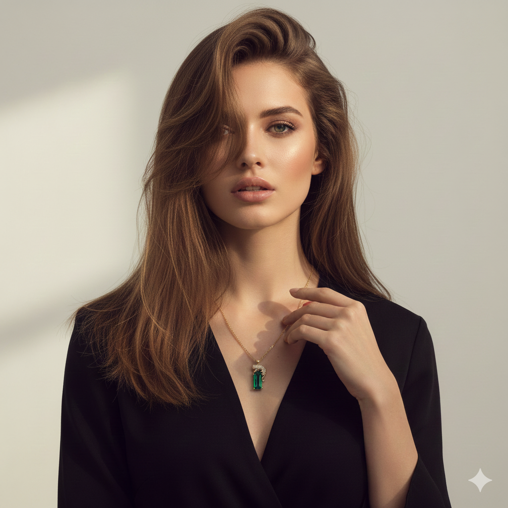 Drizzling Stars Emerald Panther Elegance Necklace