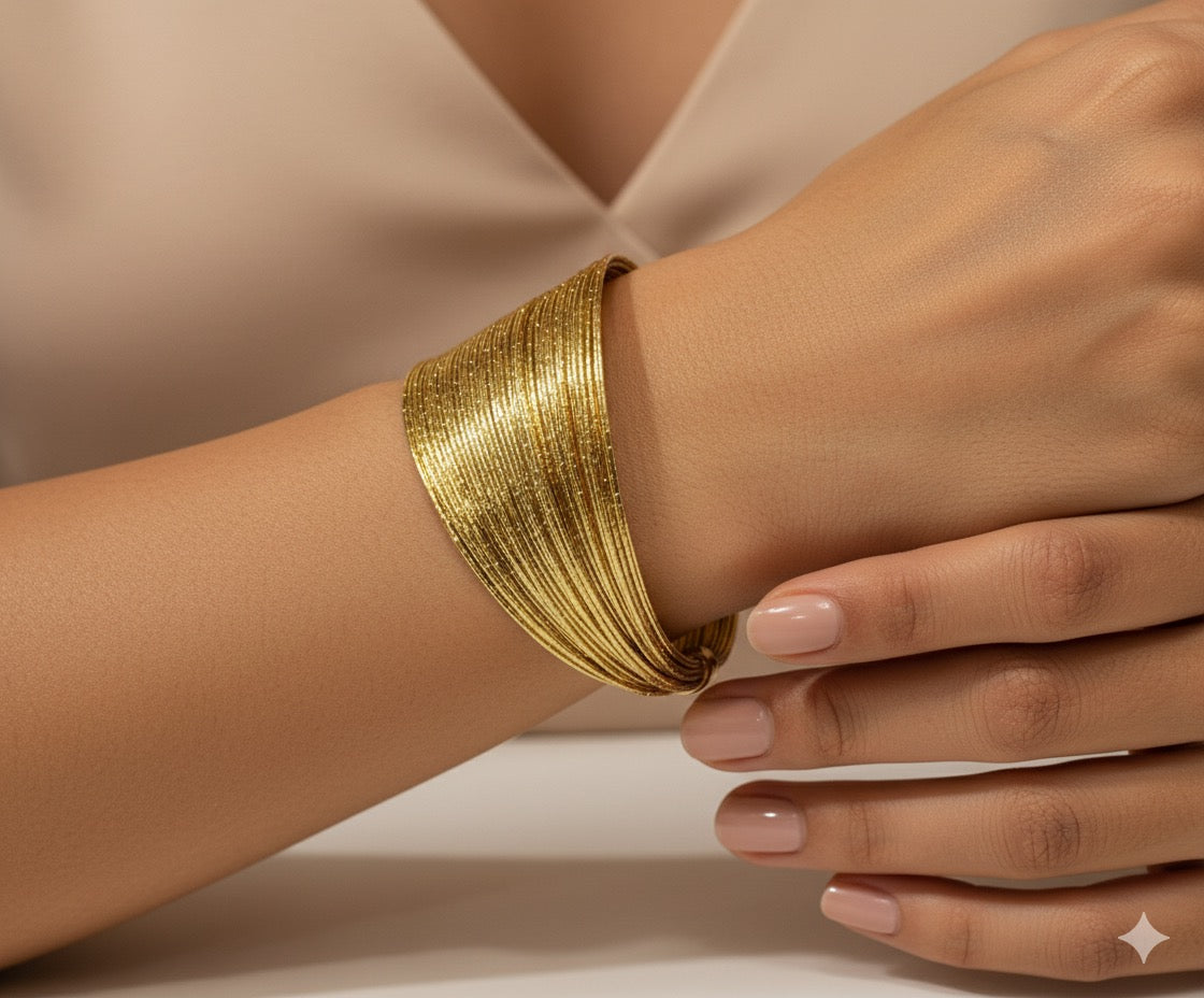 DRIZZLING STARS–Golden Silk Wave Cuff