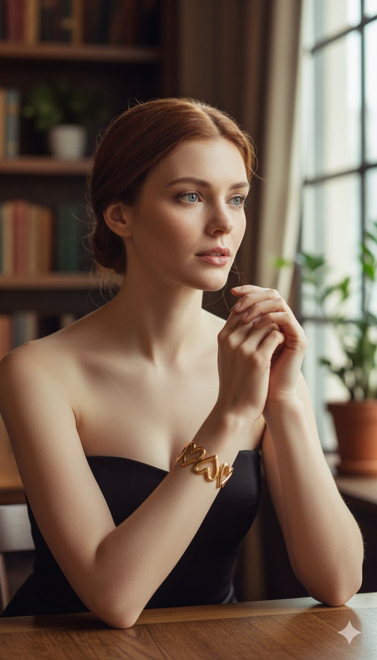 Drizzling Stars-Golden Heart Aura Cuff