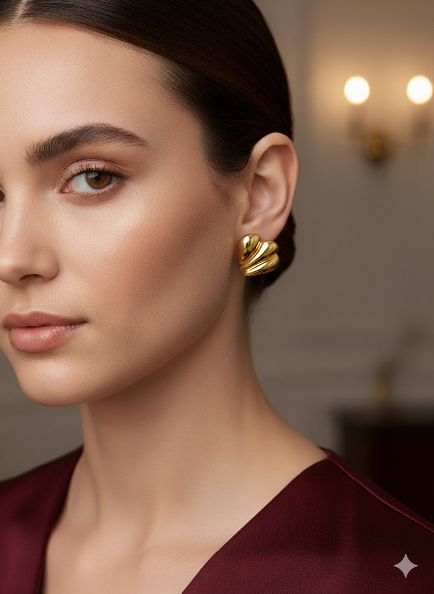 Drizzling Stars-Golden Dewdrop Duo Studs