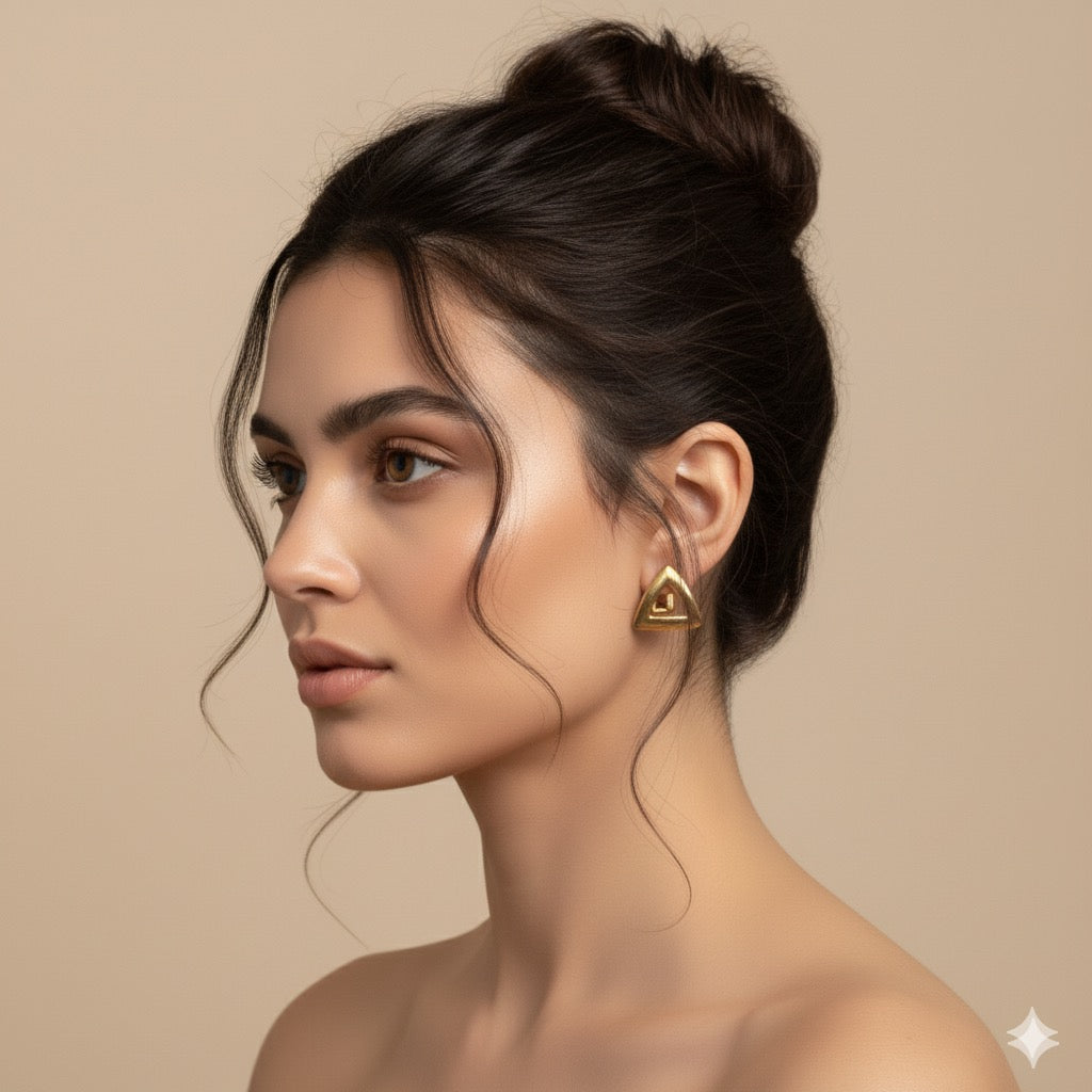 Drizzling Stars-Golden Geo Aura Earrings