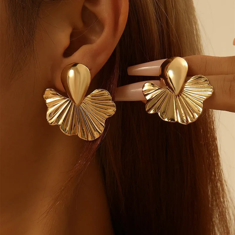 Drizzling Stars Golden Bloom Statement Earrings