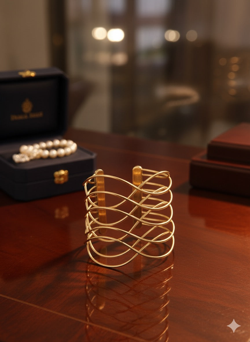 Drizzling Stars-Golden Mirage Cuff Bracelet