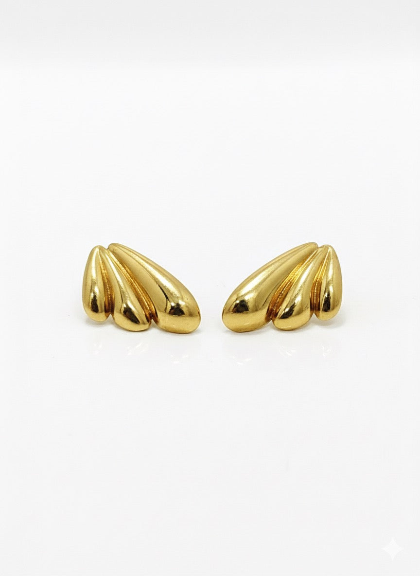 Drizzling Stars-Golden Dewdrop Duo Studs