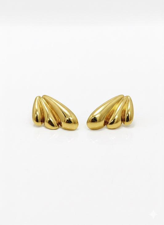 Drizzling Stars-Golden Dewdrop Duo Studs