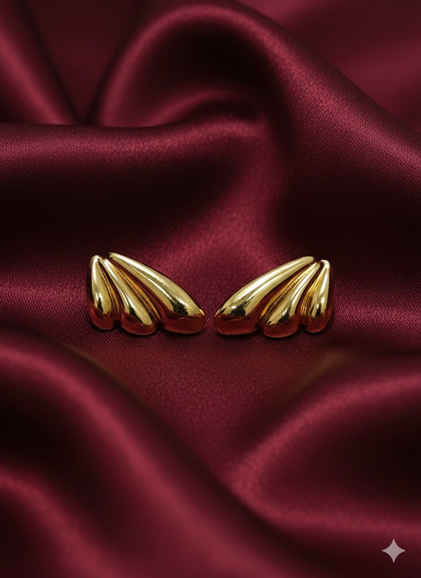 Drizzling Stars-Golden Dewdrop Duo Studs