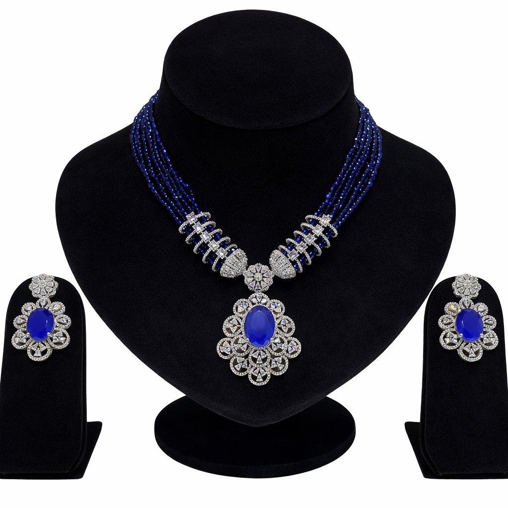 The Regal Emerald Suite: Beaded Statement Necklace & Earring Set RJ