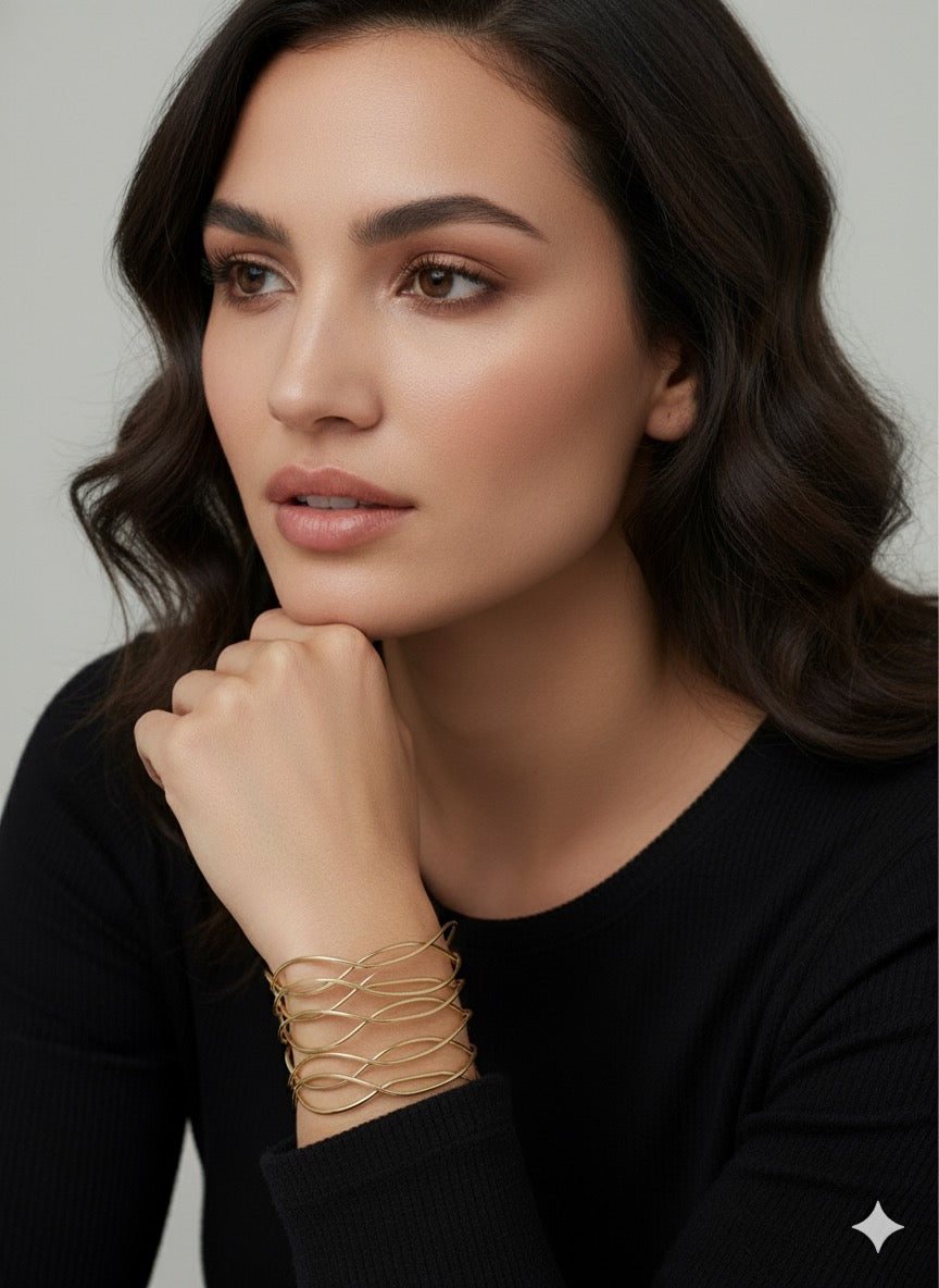 Drizzling Stars-Golden Mirage Cuff Bracelet