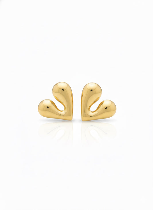 Drizzling Stars-Golden Heart Droplet Studs