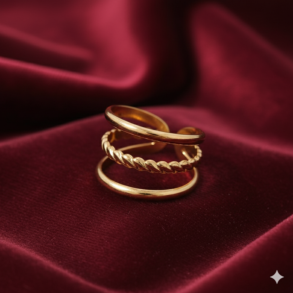 Drizzling Stars  Golden Trio Harmony Ring