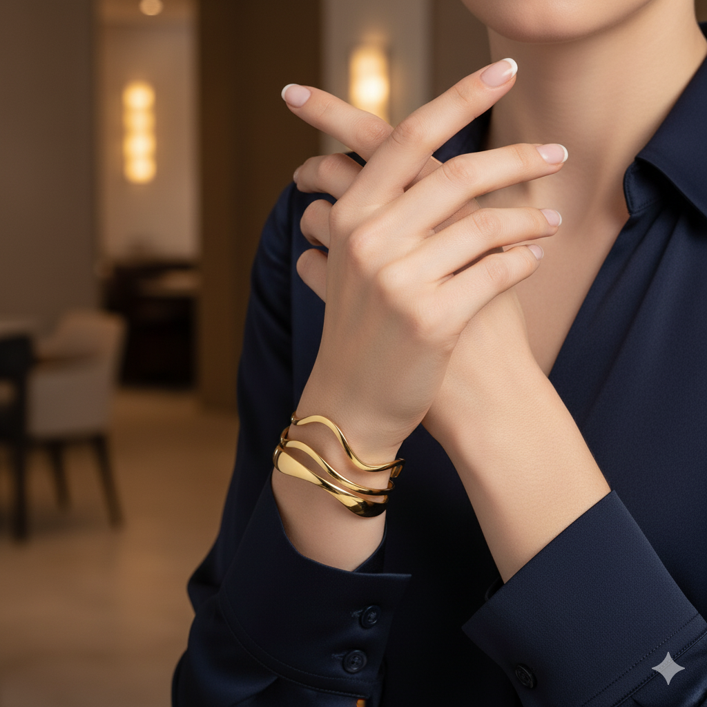 Drizzling Stars Golden Wave Symphony Cuff