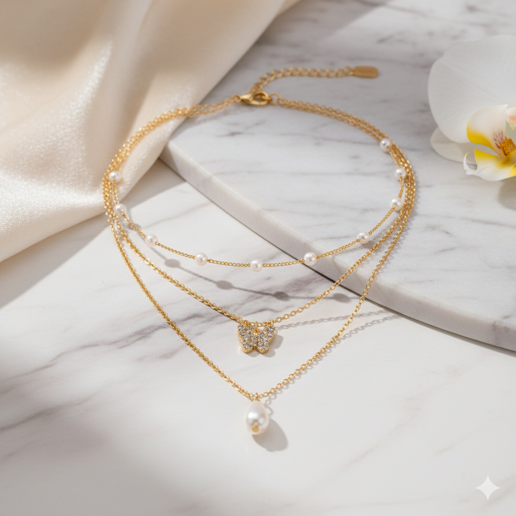 Drizzling Stars Celestial Grace Pearl Necklace