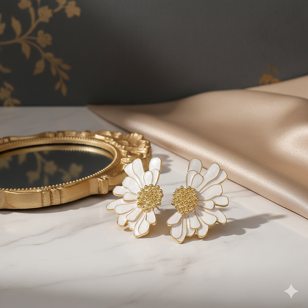 Drizzling Stars Bloom Radiance Floral Statement Earrings