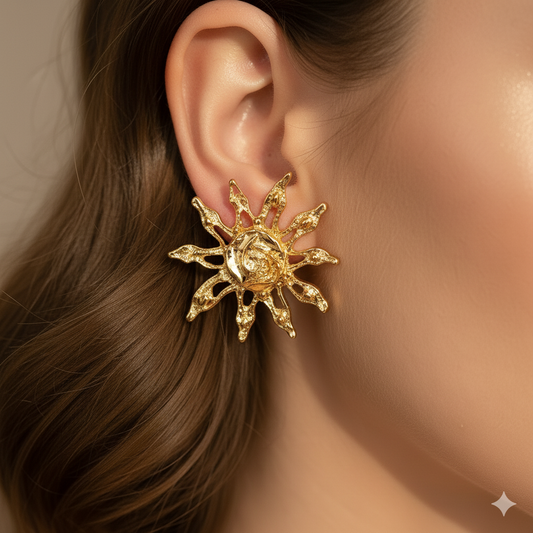 Drizzling Stars Golden Aura Sunburst Earrings  💫