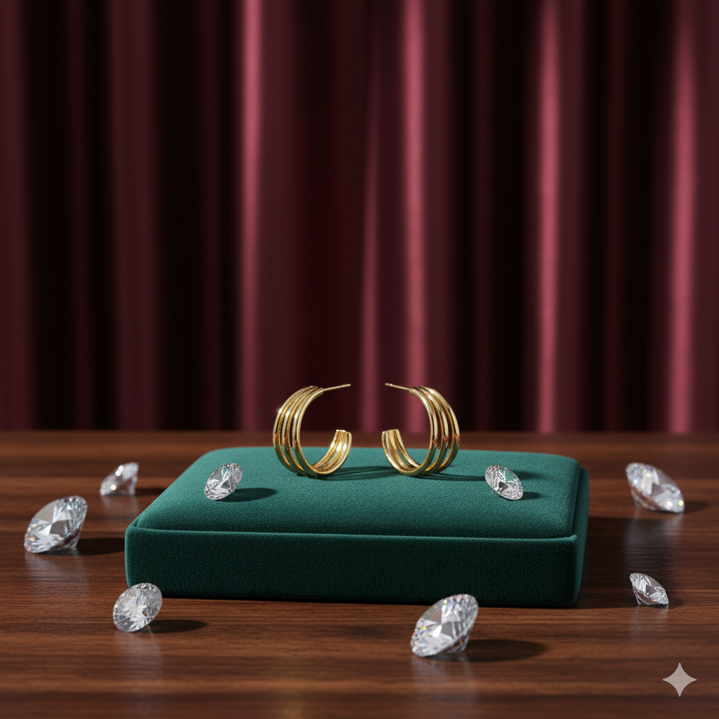 Drizzling Stars  Golden Aura Triple Hoop Earrings