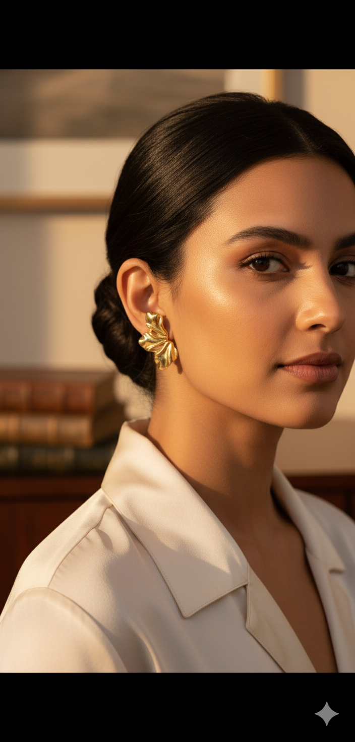 Drizzling Stars Golden Bloom Sculpted Earrings