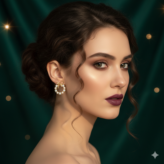 Drizzling Stars Golden Grace Pearl Wreath Earrings