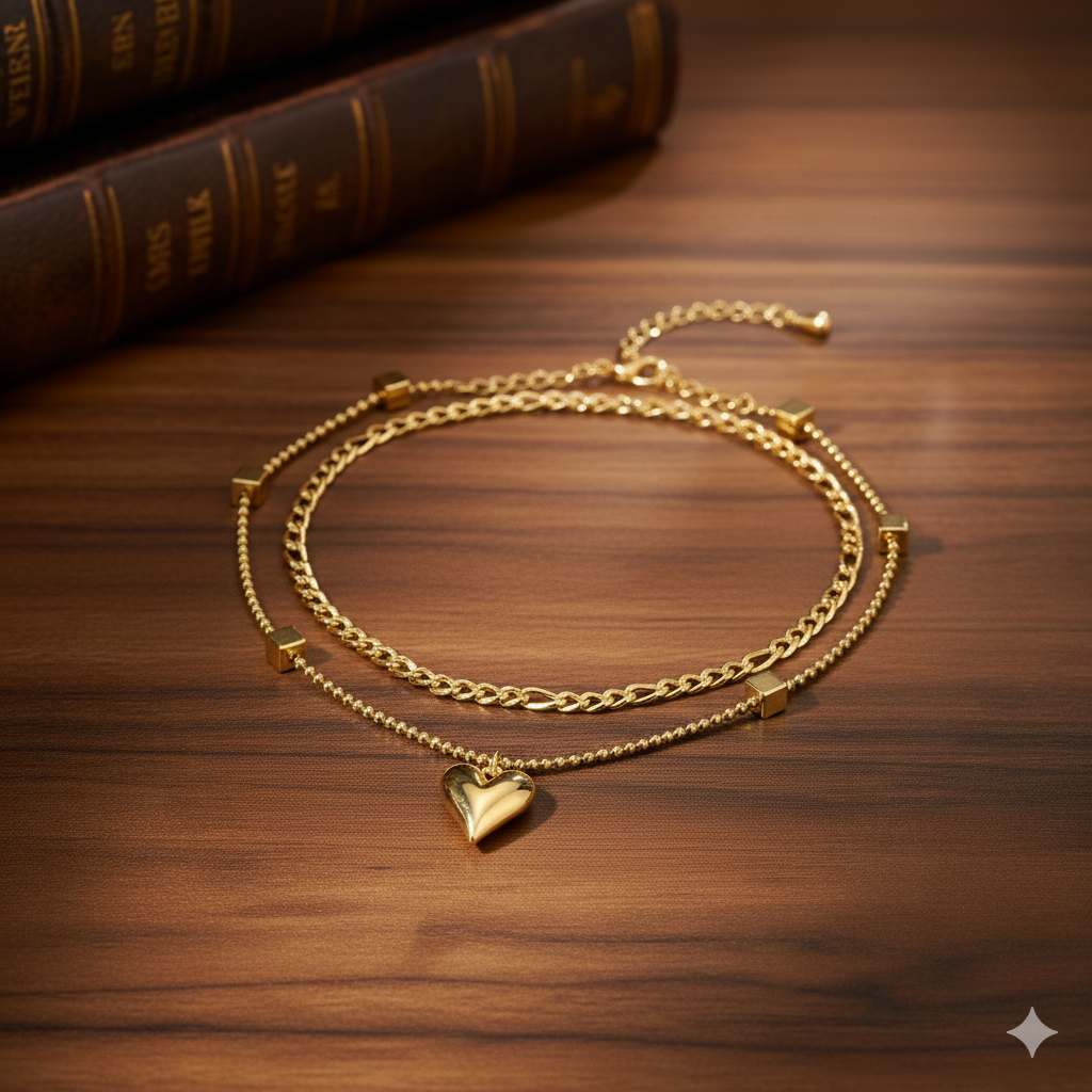 Drizzling Stars Golden Heart Luxe Layered Necklace