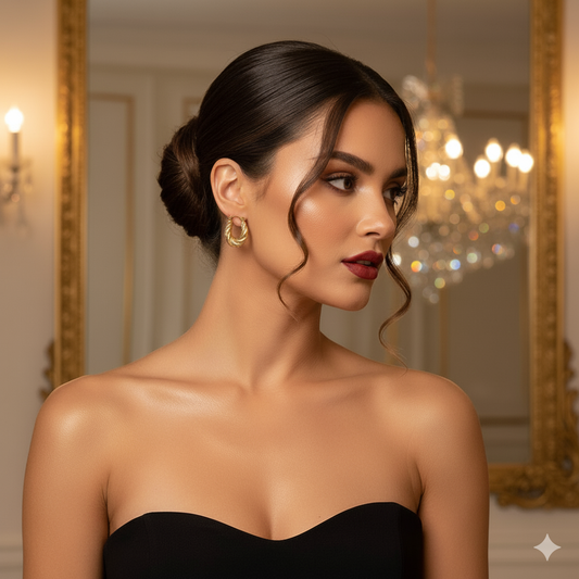 Drizzling Stars Golden Twirl Hoop Earrings