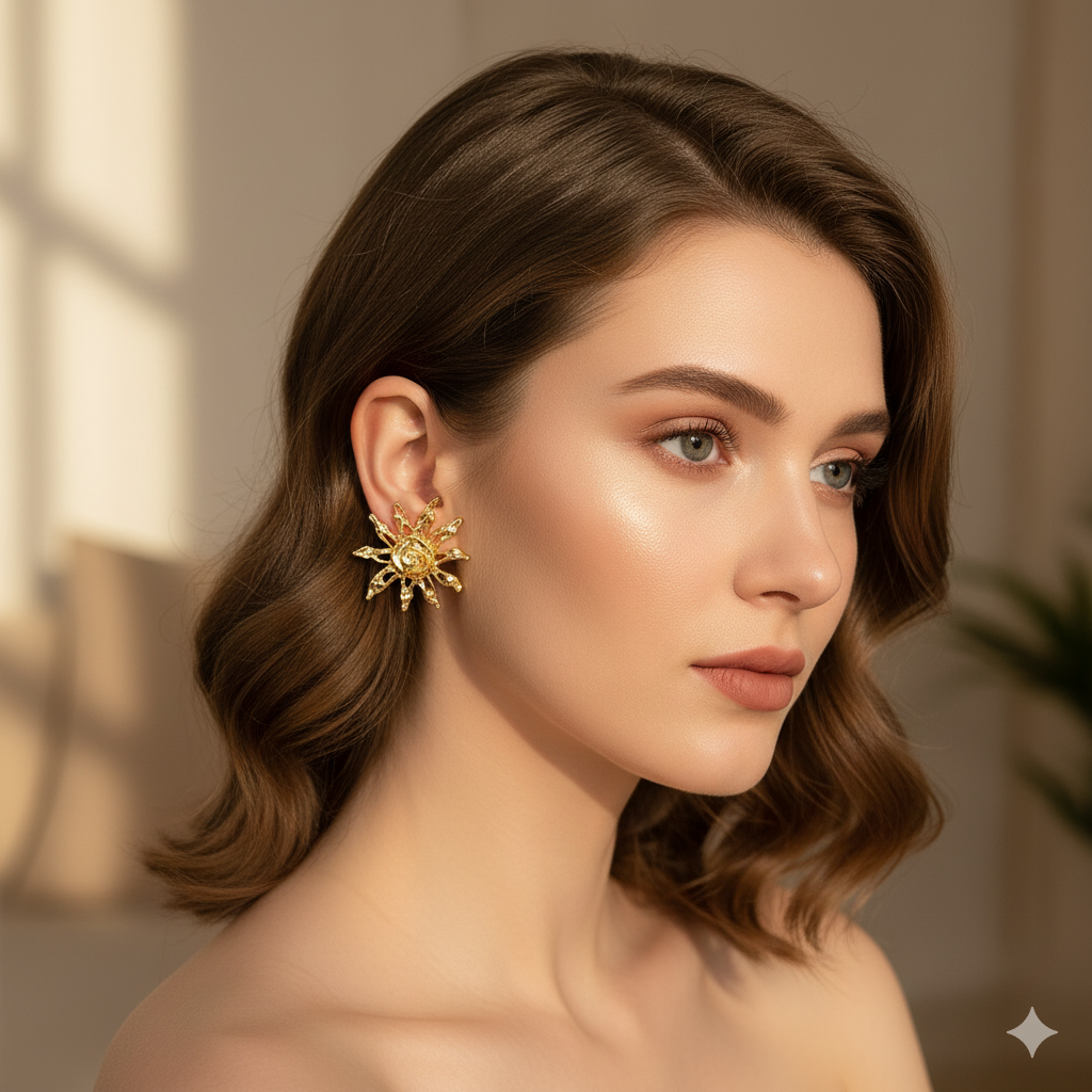 Drizzling Stars Golden Aura Sunburst Earrings  💫