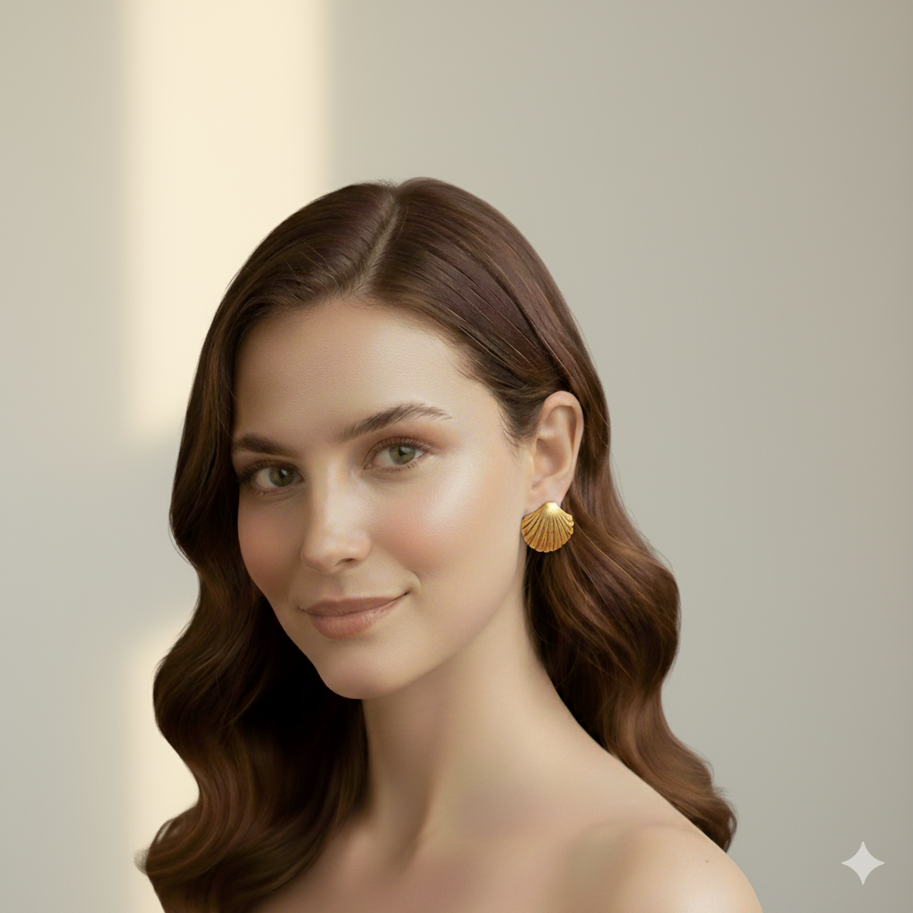 Drizzling Stars –Golden Tide Shell Studs