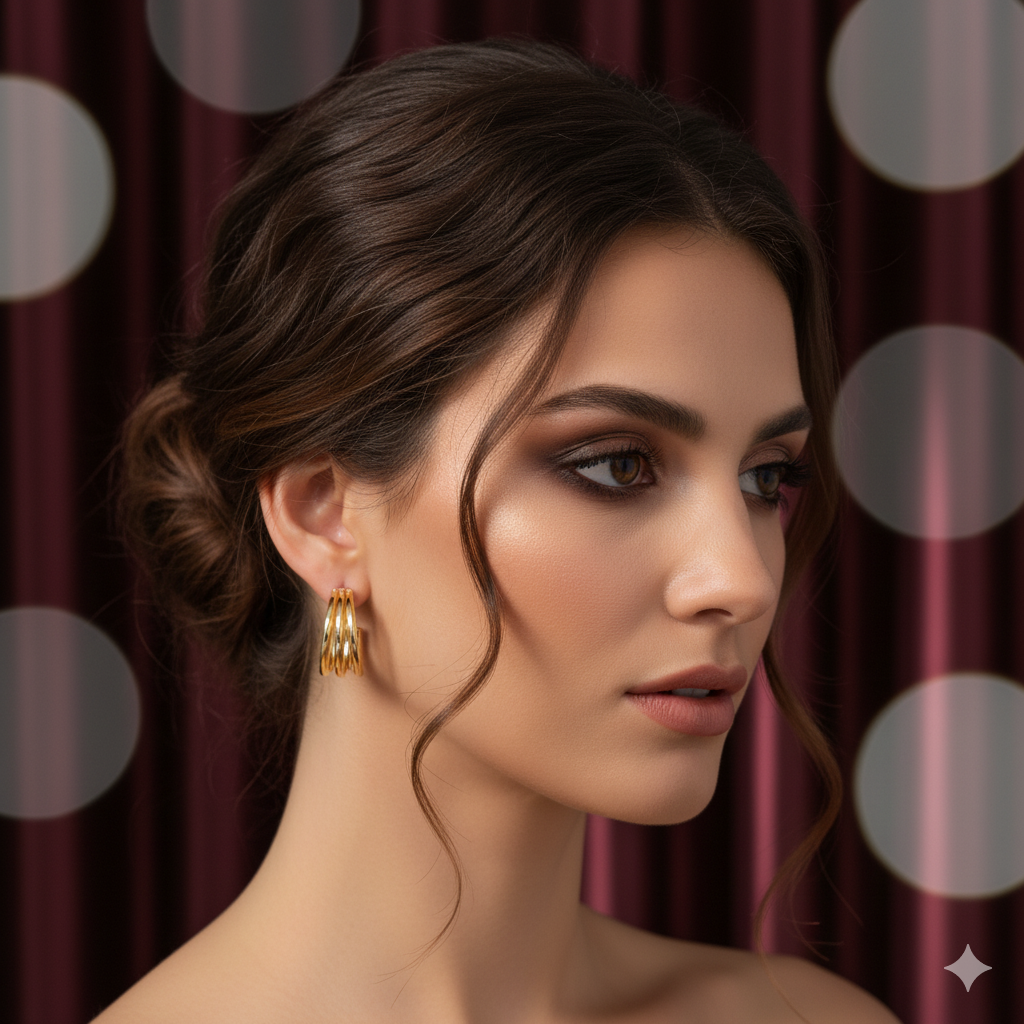 Drizzling Stars  Golden Aura Triple Hoop Earrings