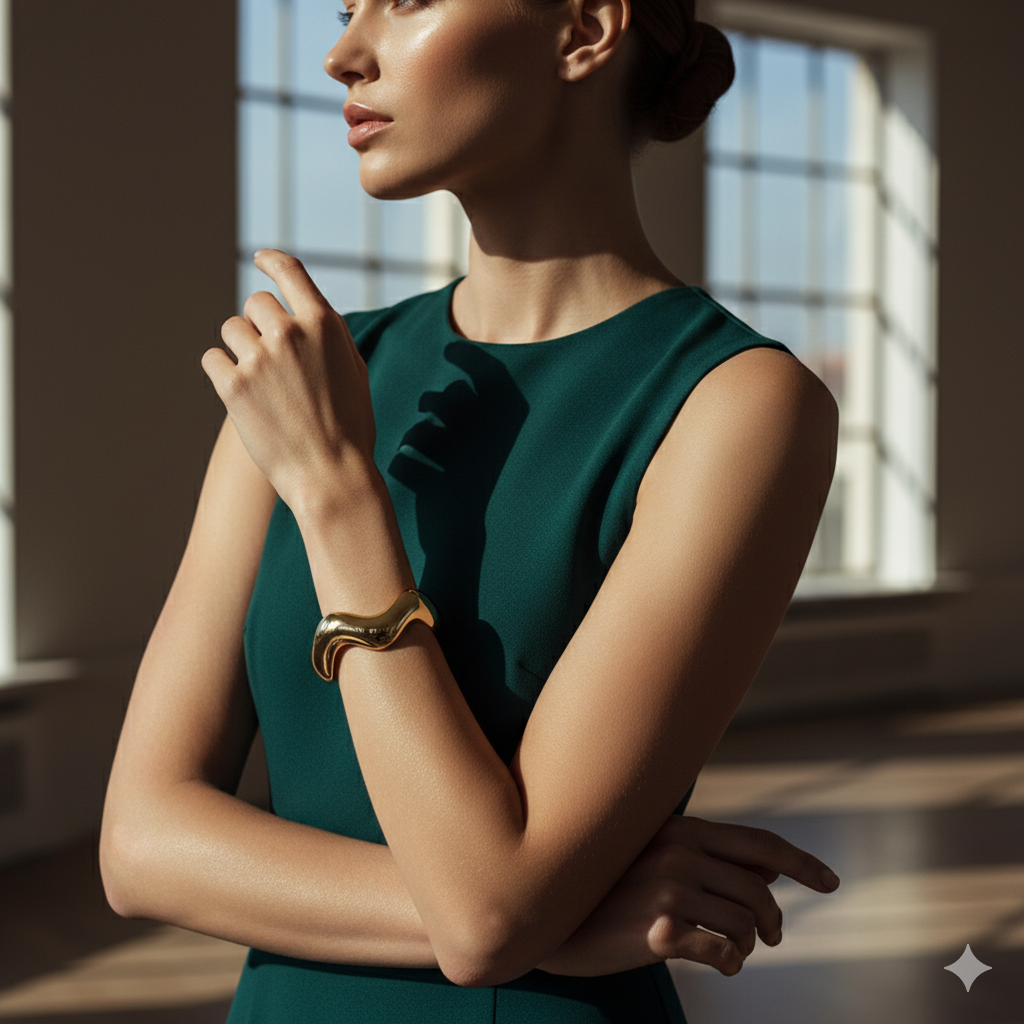 Drizzling Stars The Golden Wave Cuff Bracelet