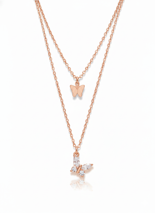 Drizzling Stars–Dual Flutter Elegance Necklace