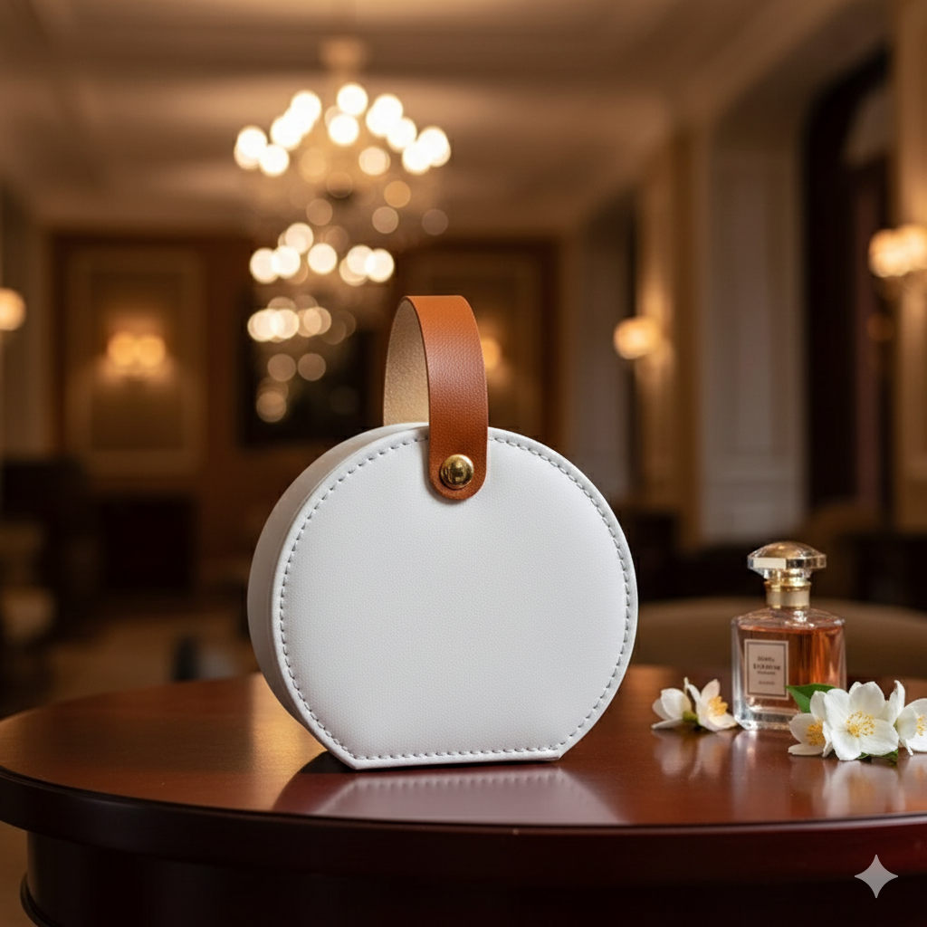 Drizzling Stars Whisper Round Jewellery Case- Sleek Compact case for Rings, Necklaces & Earrings | Travel  Case