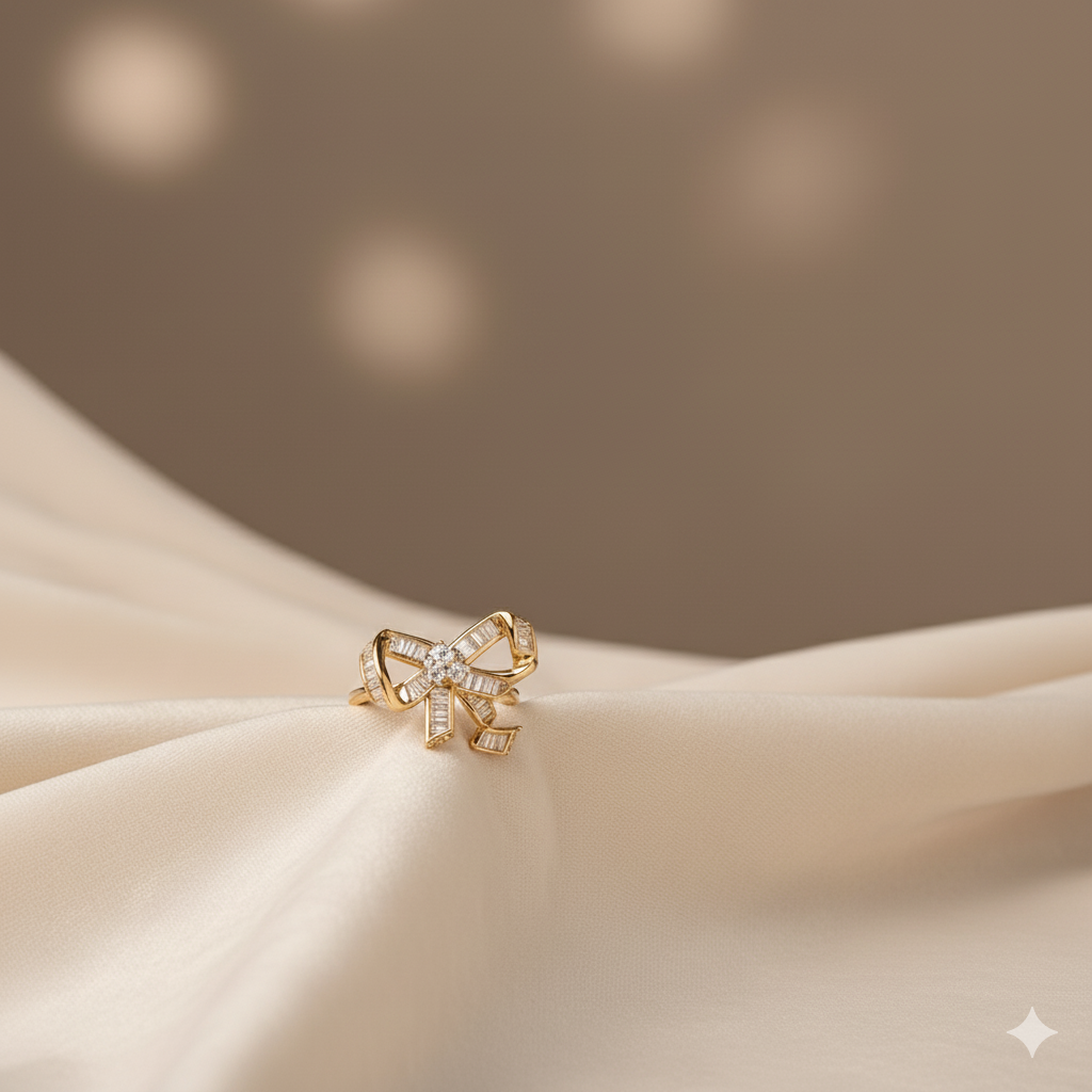 Drizzling Stars Golden Grace Bow Ring