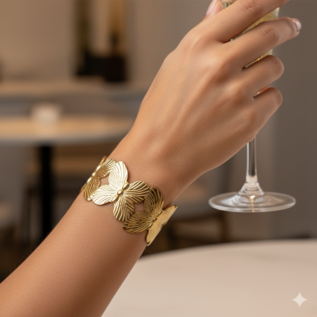 Drizzling Stars – Golden Petal Harmony Cuff