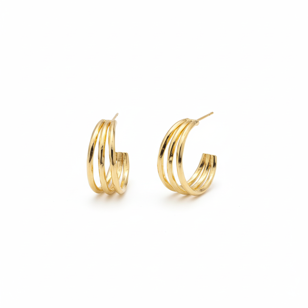 Drizzling Stars  Golden Aura Triple Hoop Earrings