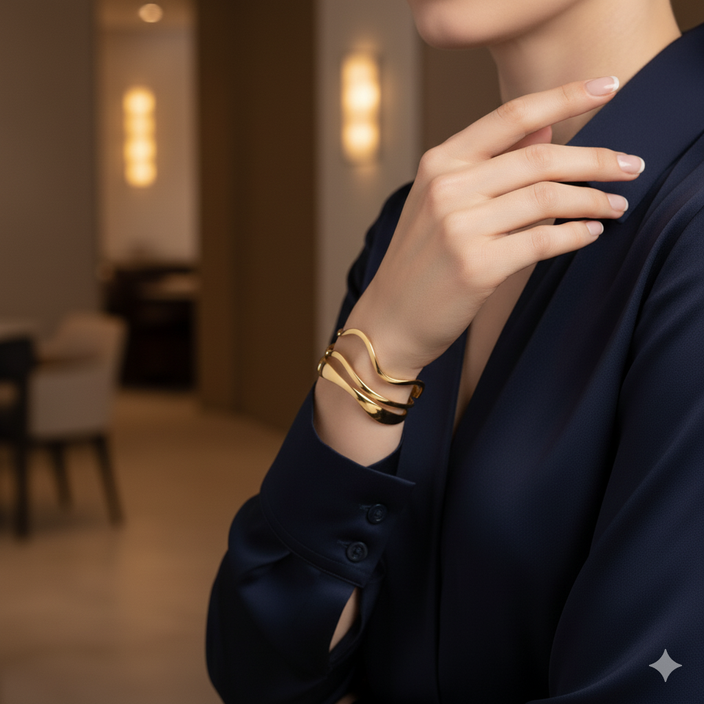 Drizzling Stars Golden Wave Symphony Cuff