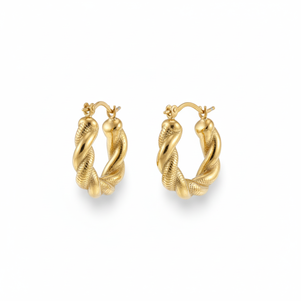 Drizzling Stars Golden Twirl Hoop Earrings