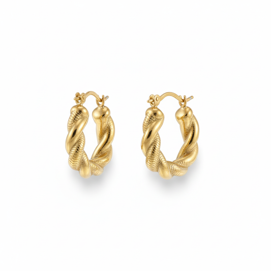 Drizzling Stars Golden Twirl Hoop Earrings