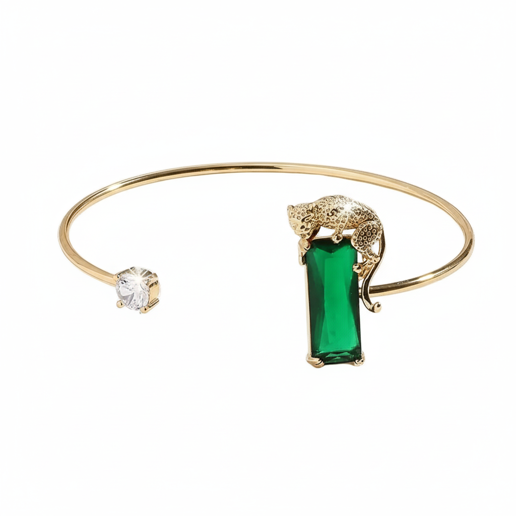 Drizzling Stars The Emerald Panther Cuff Bracelet