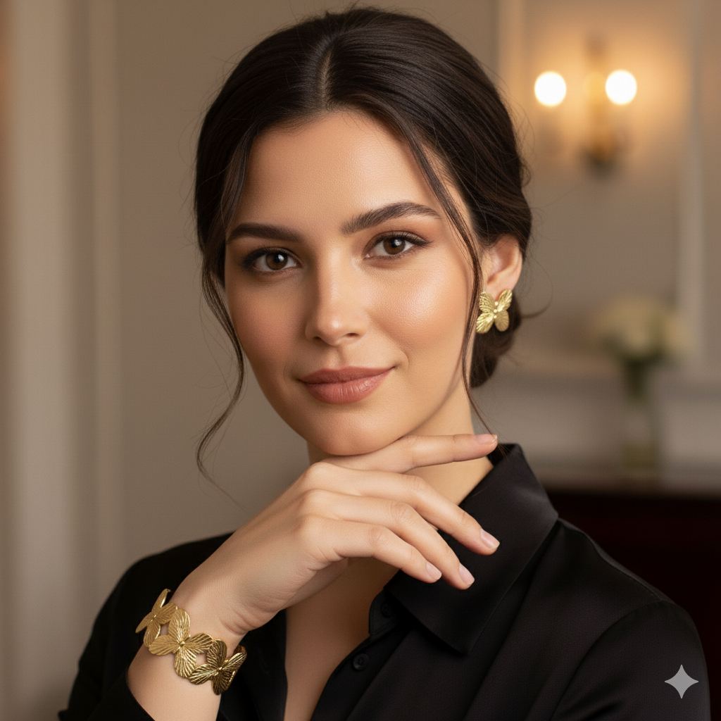 Drizzling Stars – Golden Petal Harmony Cuff